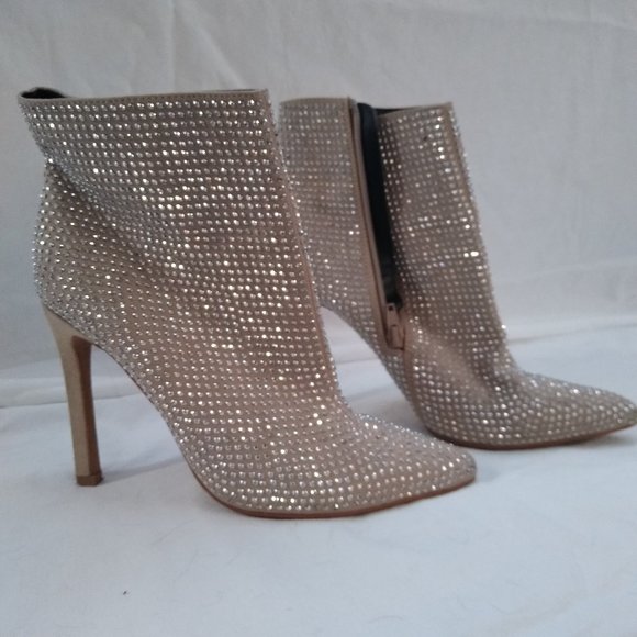 Aldo Shoes - Aldo Champagne Crystal Embellished Pointed Toe Ankle Booties